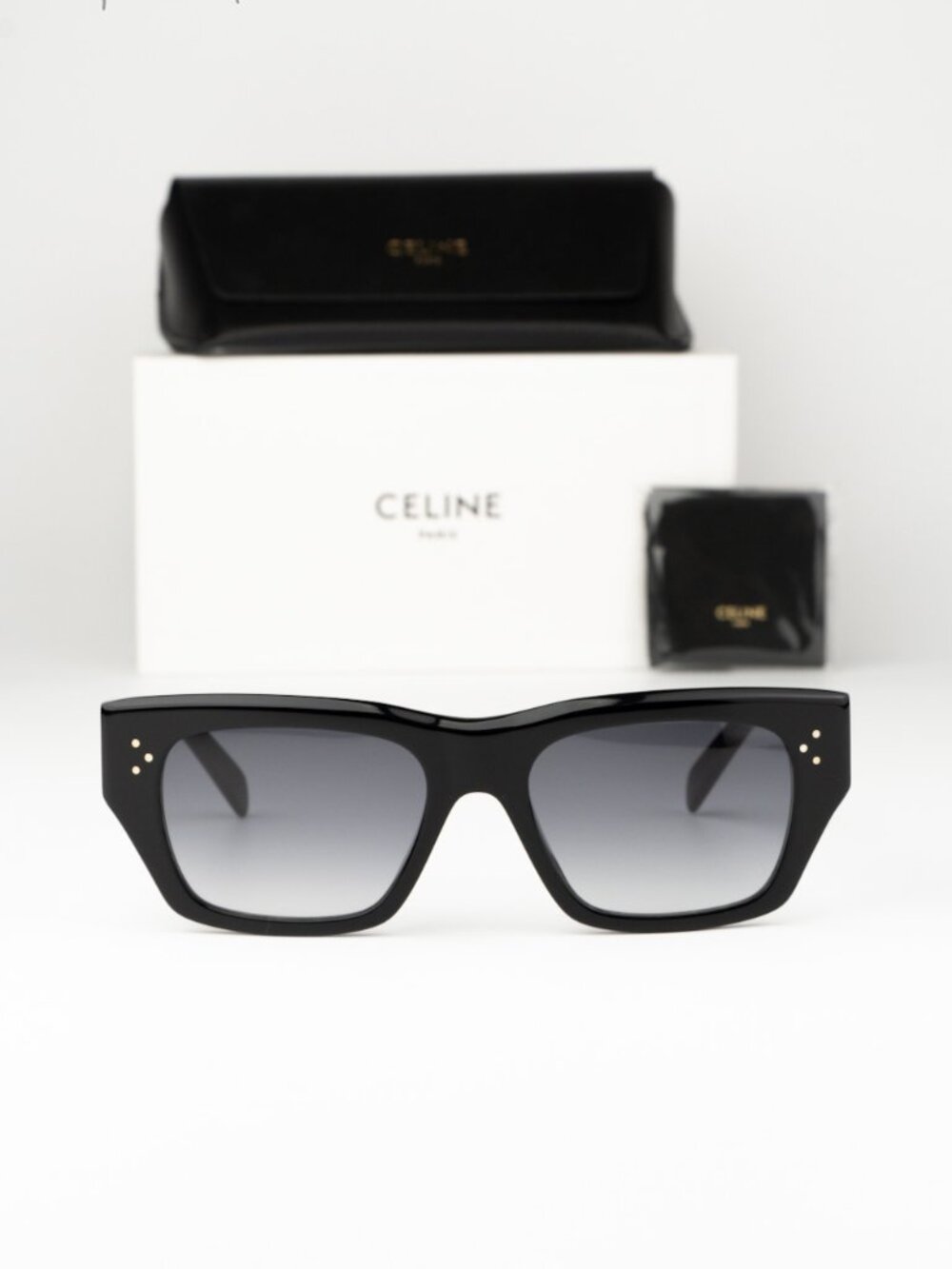 Celine Men Sunglasses Black Grey Gradient Cat Eye CL40297U 01B NEW AUTHENTIC